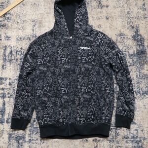 Vintage Zoo York Hoodie Med-Large Mens Full Zip AOP All Over Print NYC Skater